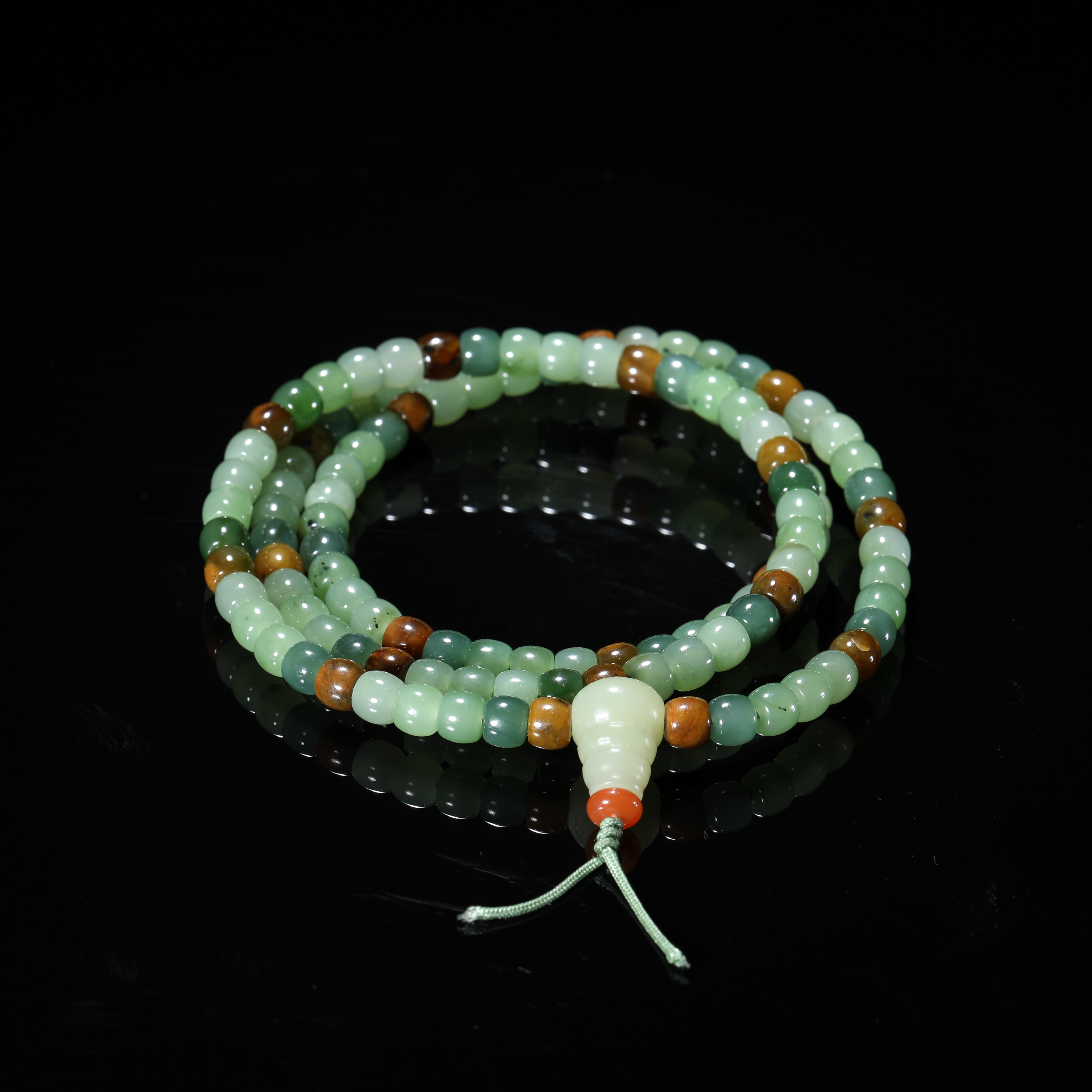 LOT21和田玉多宝108佛珠W297