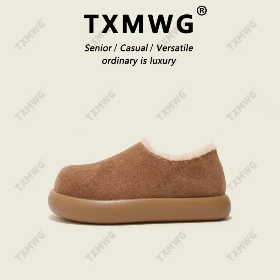 全包小土豆男女款保暖平跟休闲风一脚蹬时尚雪地靴