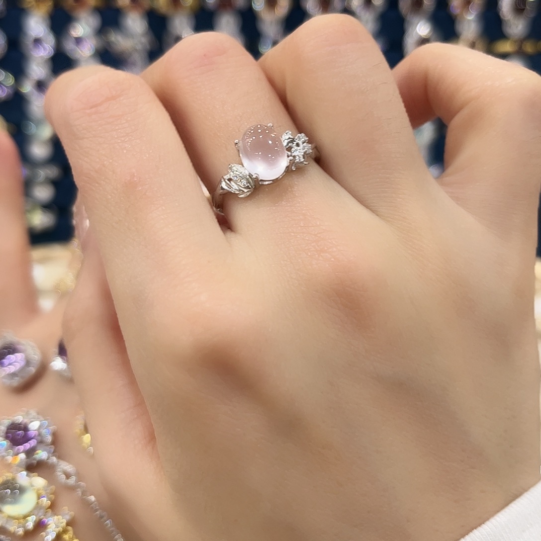 芙蓉石女款银S925镶嵌戒指
