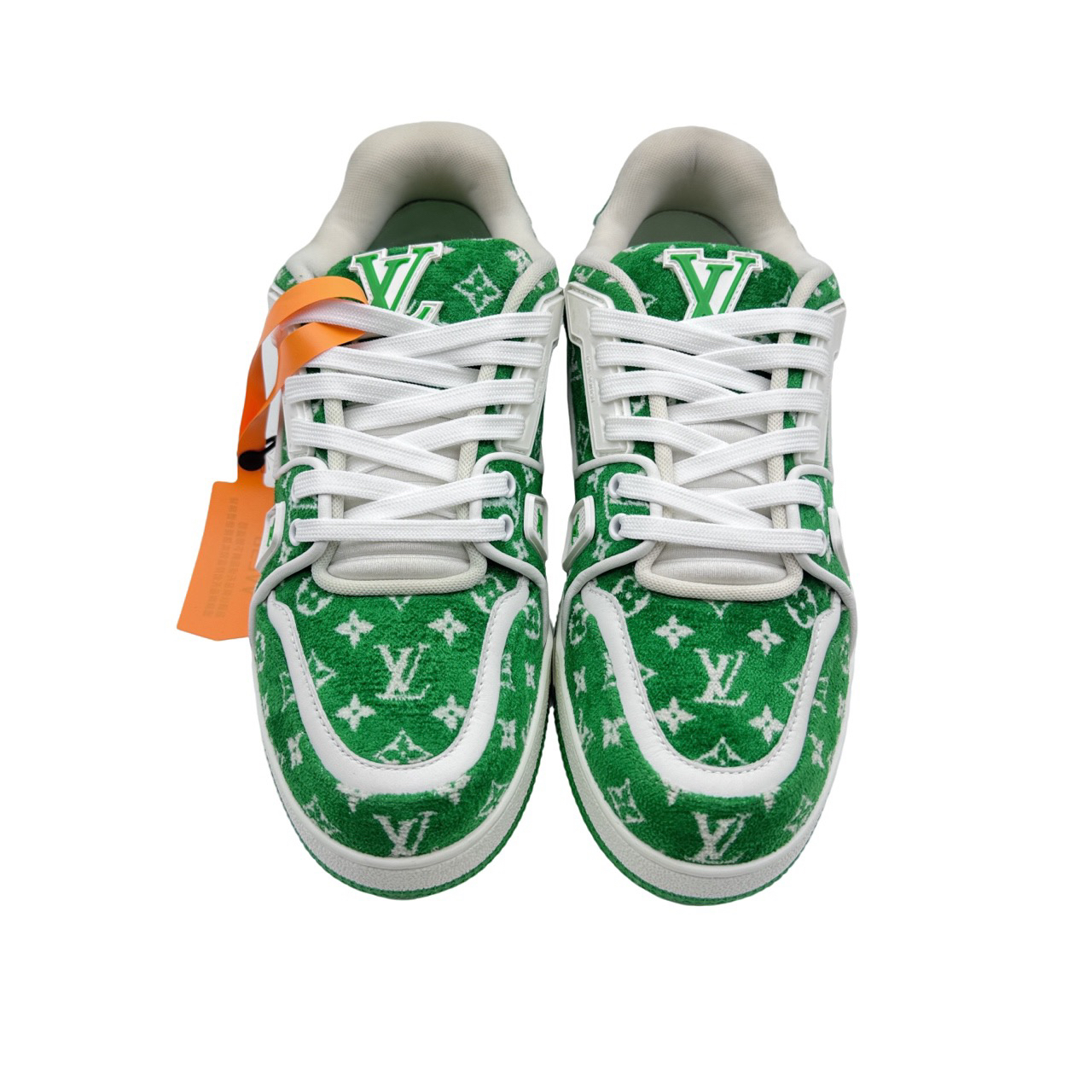 95新 LouisVuitton/路易威登 40.5码白绿植绒trainer97新vv298