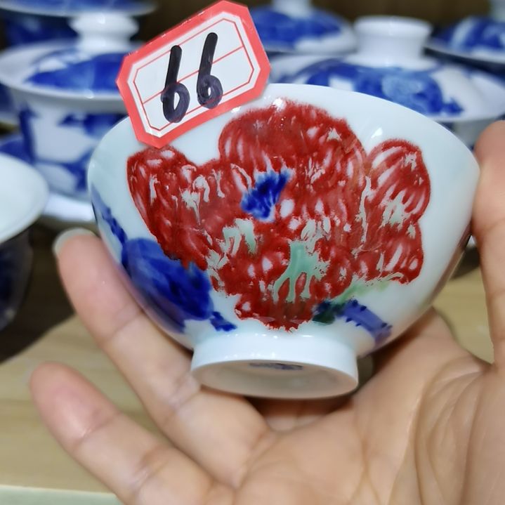 杯张学鸿老师青花釉里红微瑕