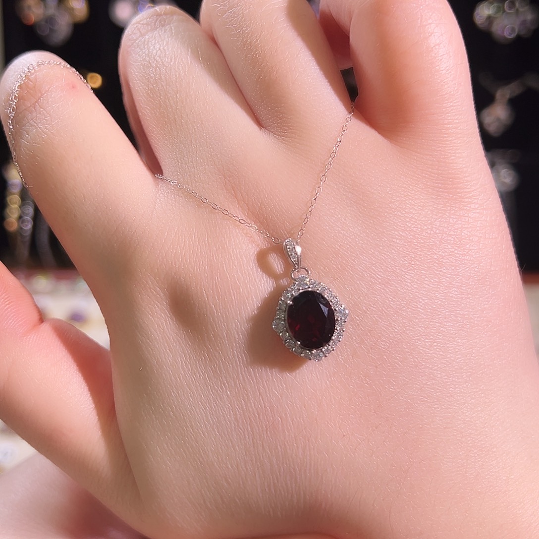 @***李颈饰石榴石银S925镶嵌