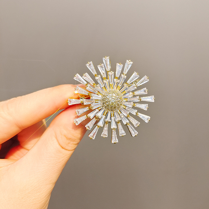 铜合金锆石胸针 铜合金锆石胸针重工烟花胸针气质大衣西装配饰