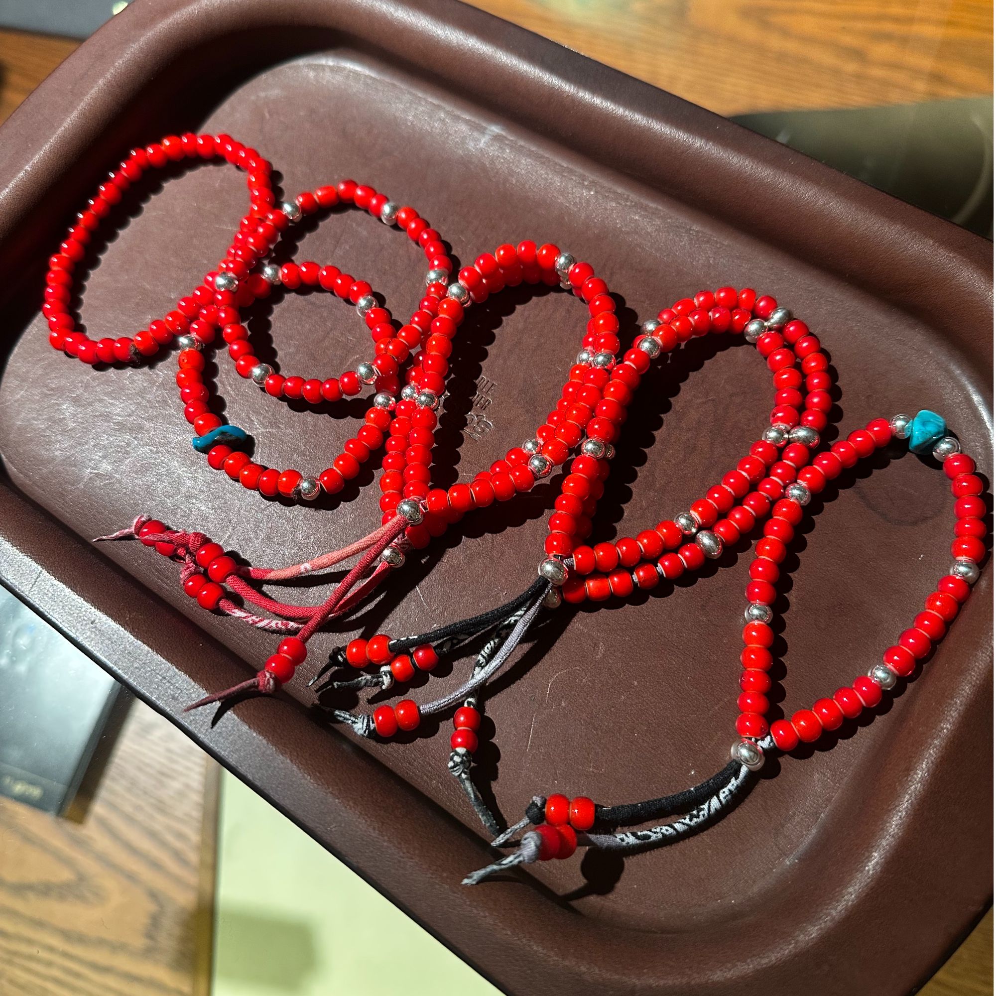 非金属玻璃手链 GOROS高桥吾郎 红琉璃珠手串