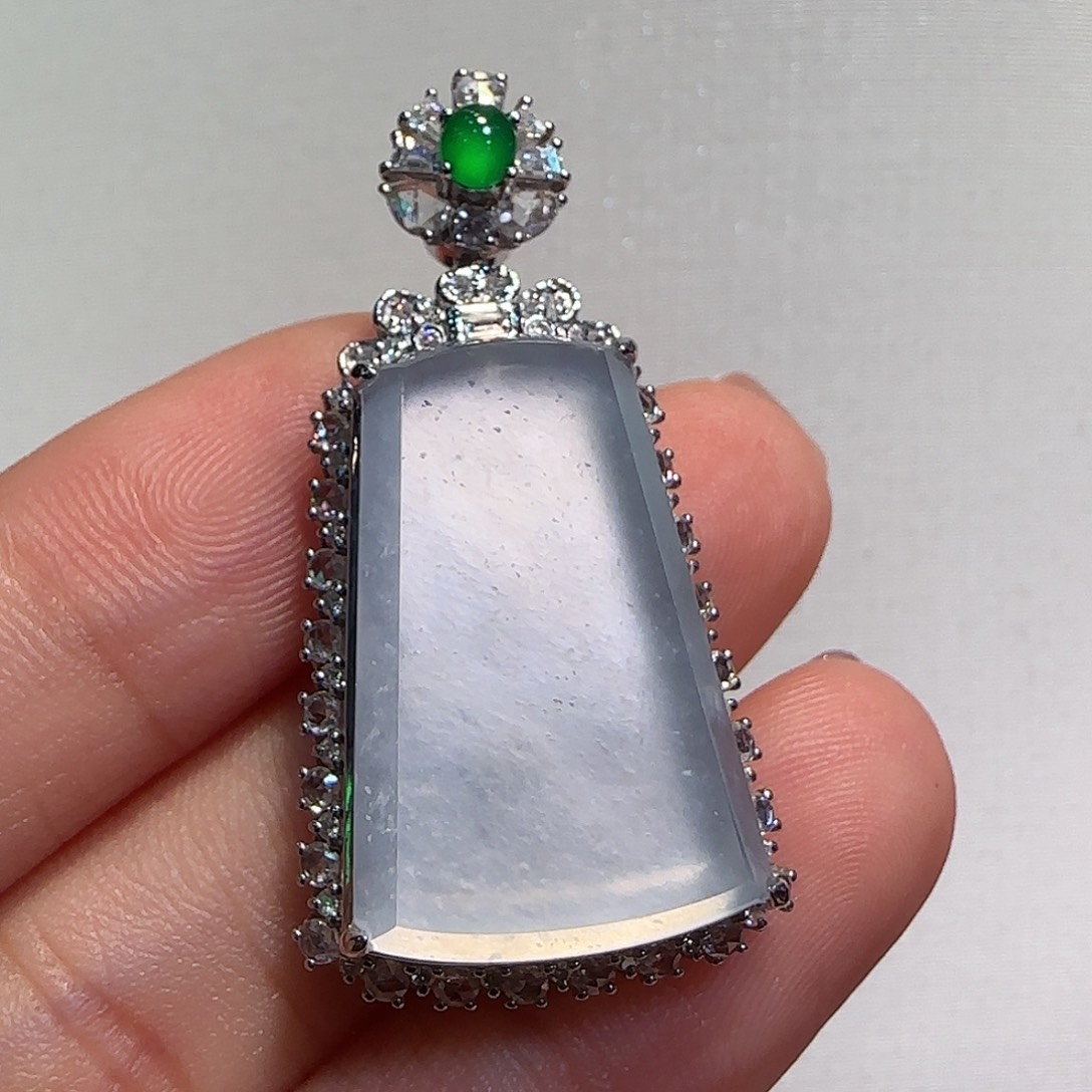 翡翠18K金镶嵌吊坠(不含链)无事牌