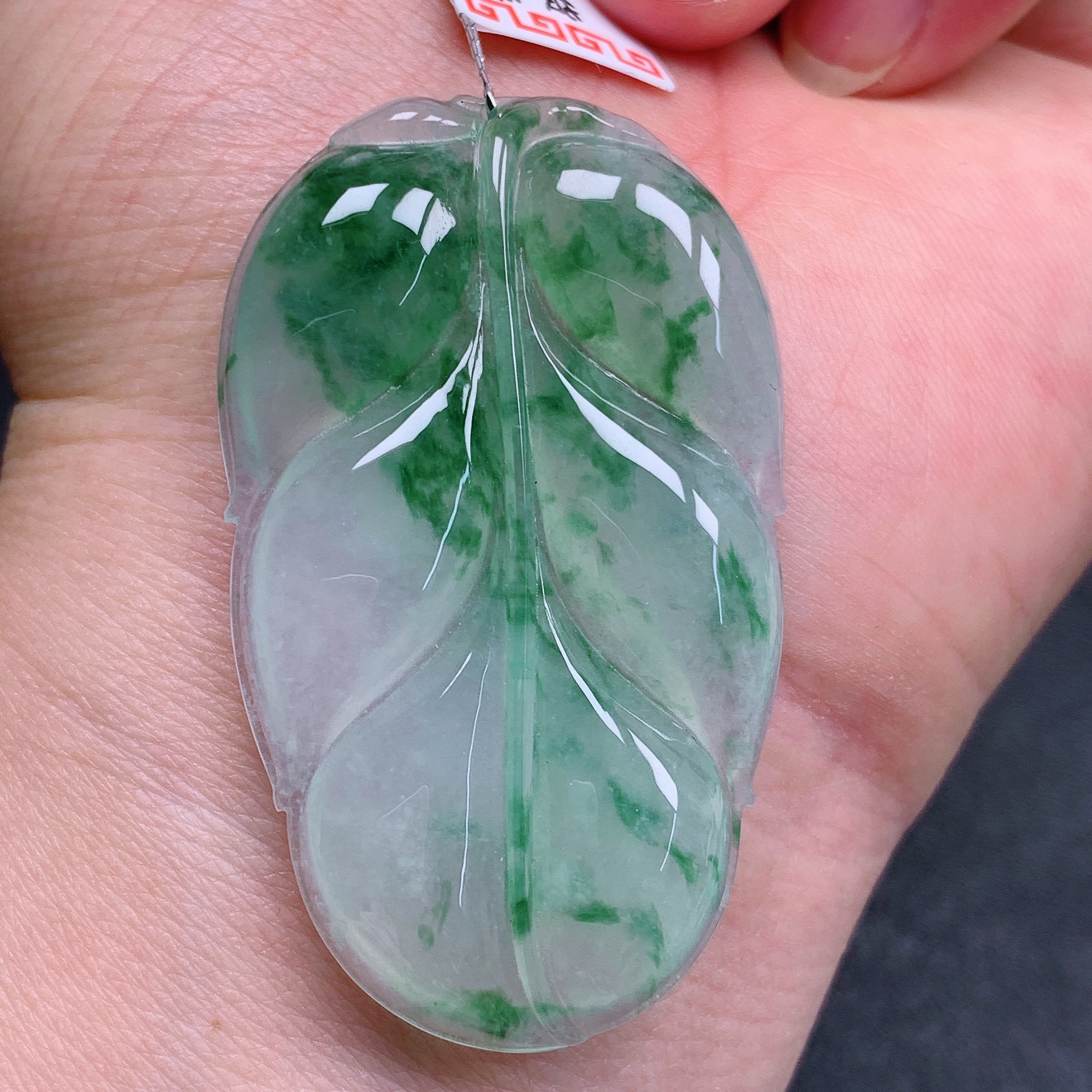 天然缅甸翡翠A货正冰飘花大叶有成气质精美尺寸48.4*29.1*6 329