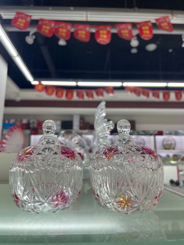 君子喜庆花朵玻璃装饰果盅果碗