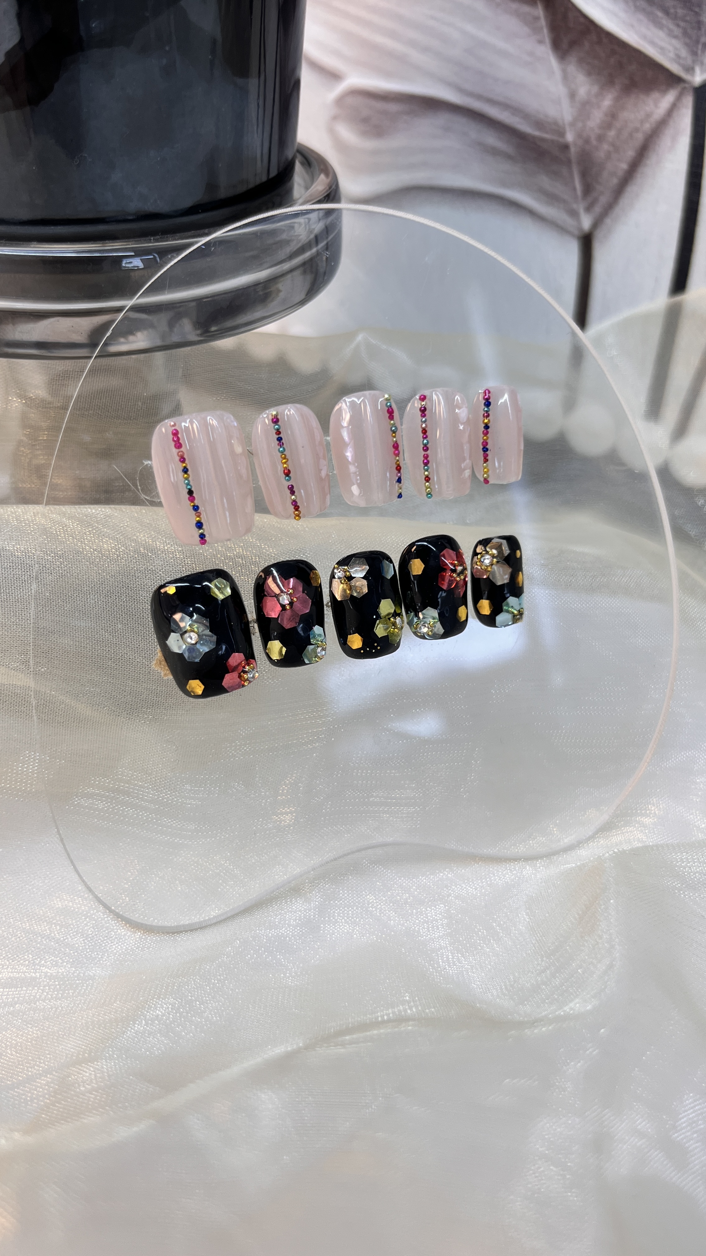 《繁华》甜酷短款小花花水钻穿戴甲显白美甲手工
