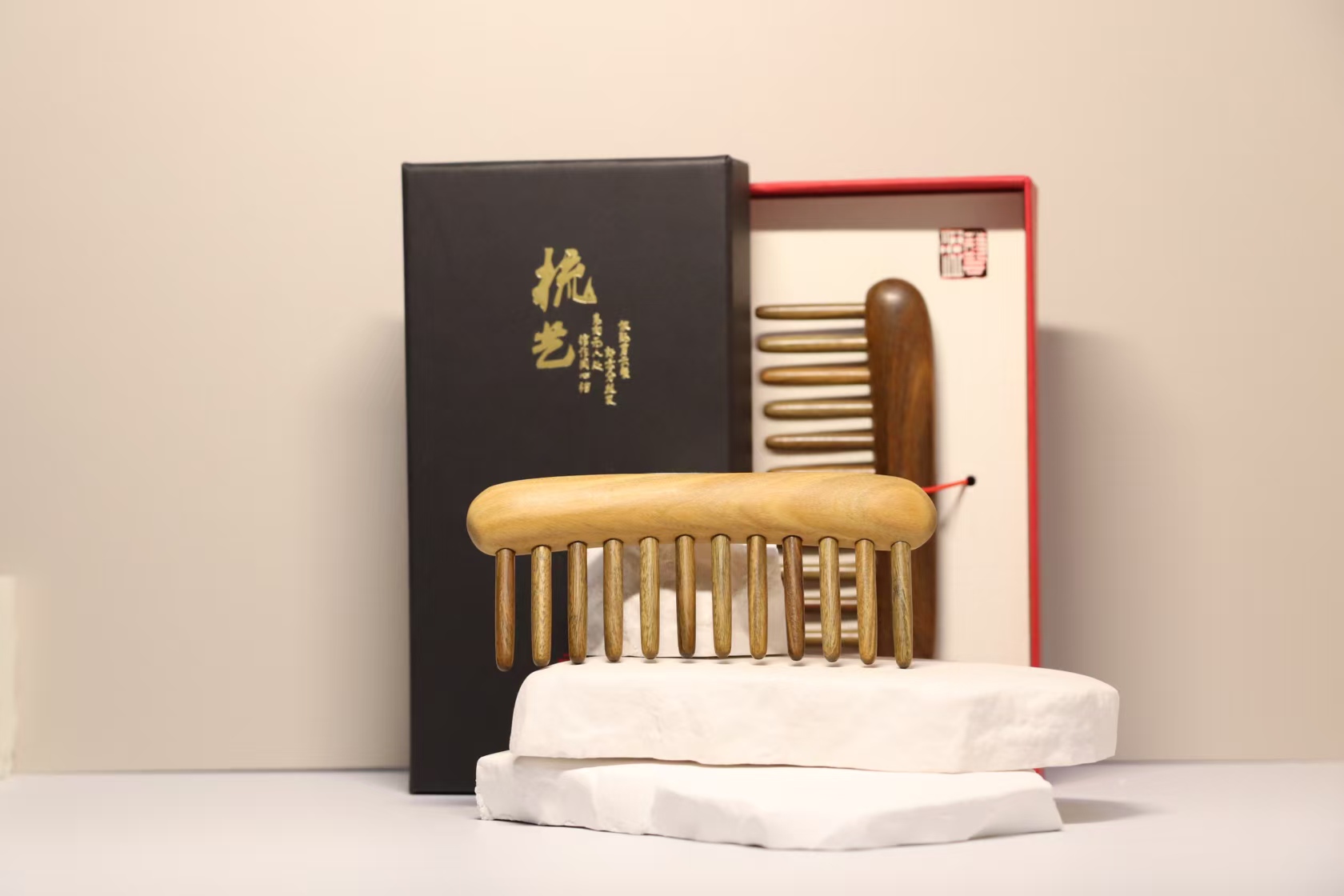 插齿绿檀木梳防静电结实耐用天然实木包包梳送礼好物
