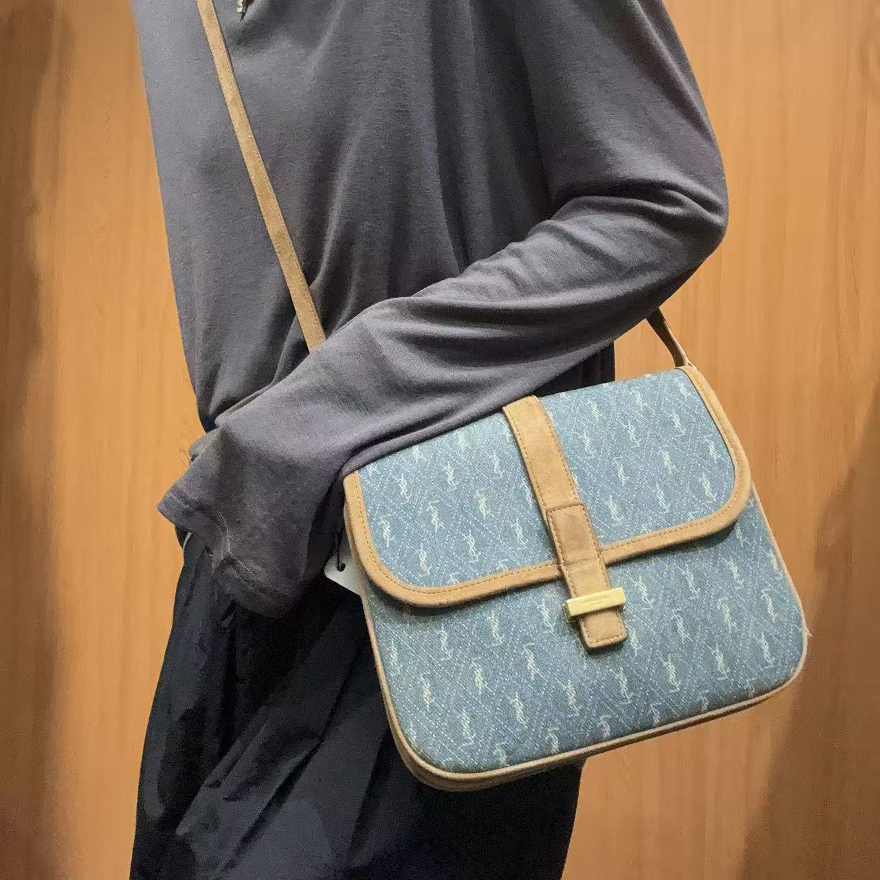 95新 YSL/圣罗兰 【福利】【蕾】 80 0943 丹宁马鞍包