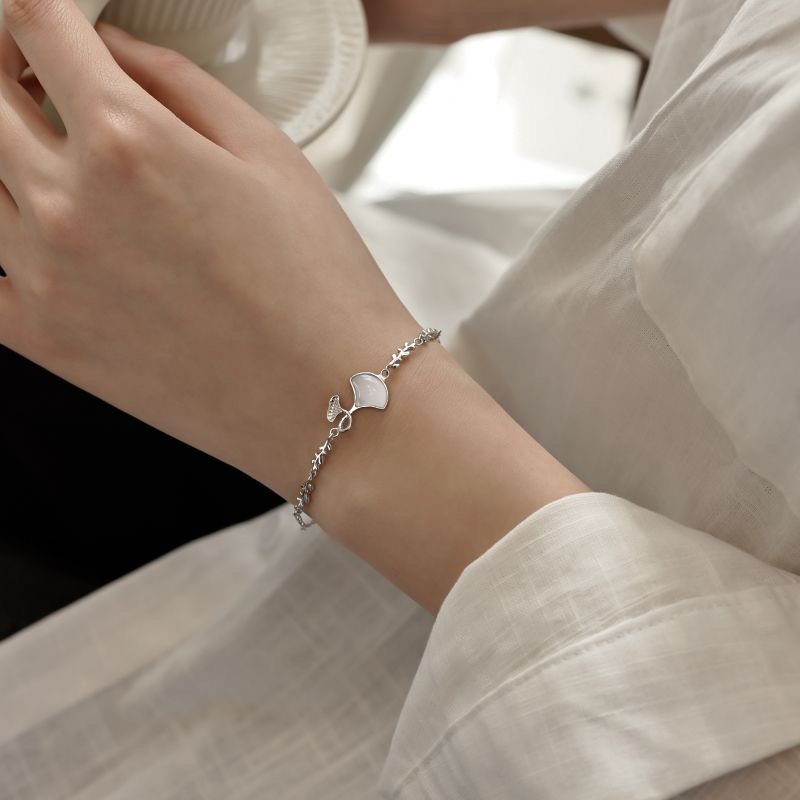 足银手链 999三生有杏纯银手链女小众时尚设计