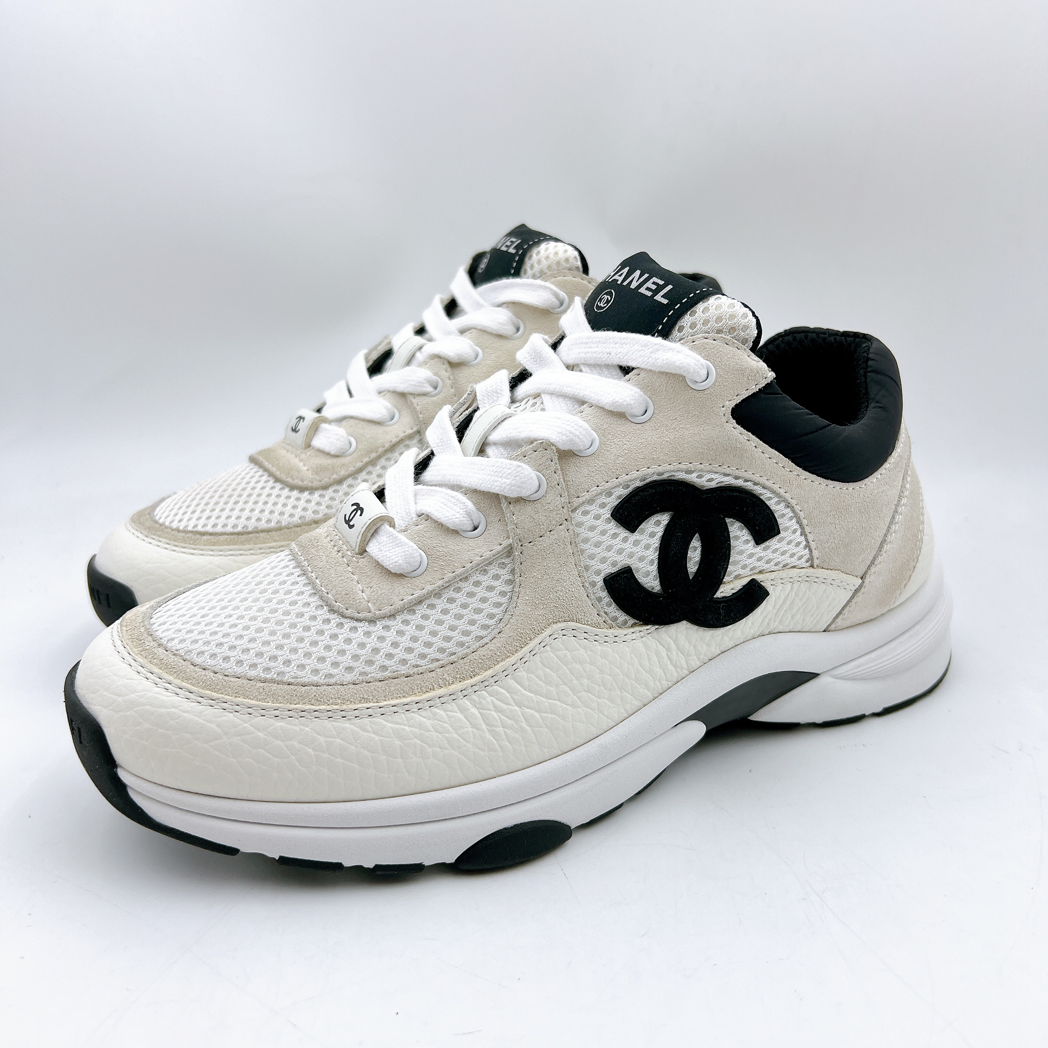 99新 Chanel/香奈儿 38码/经典黑白熊猫运动鞋/BM01276