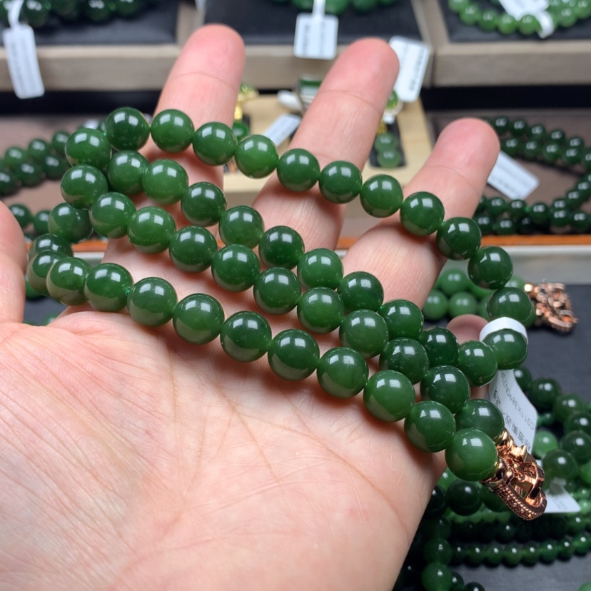 【闪购商品】和田玉（碧玉）颈饰未镶嵌圆*圆10m m