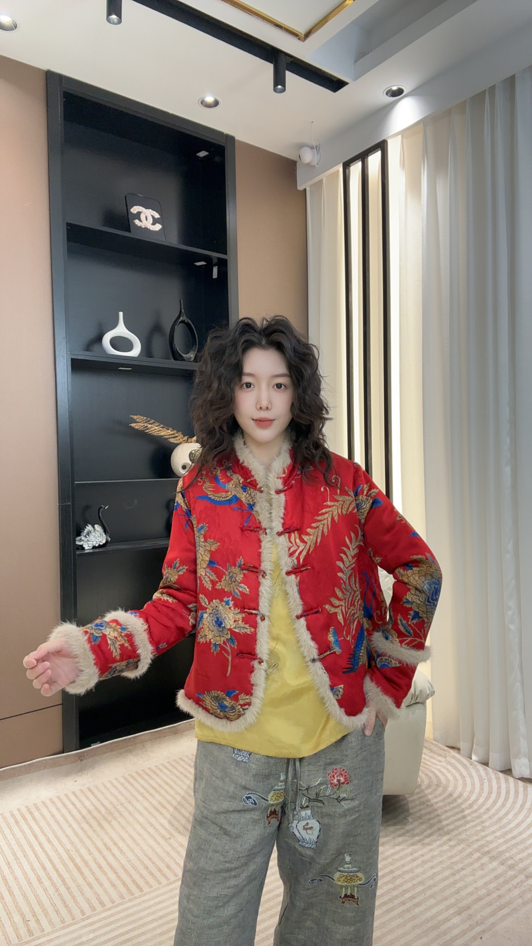 【米朵家】祥瑞凤后 新中式 气质款时尚国风女装加棉外套 16063-24