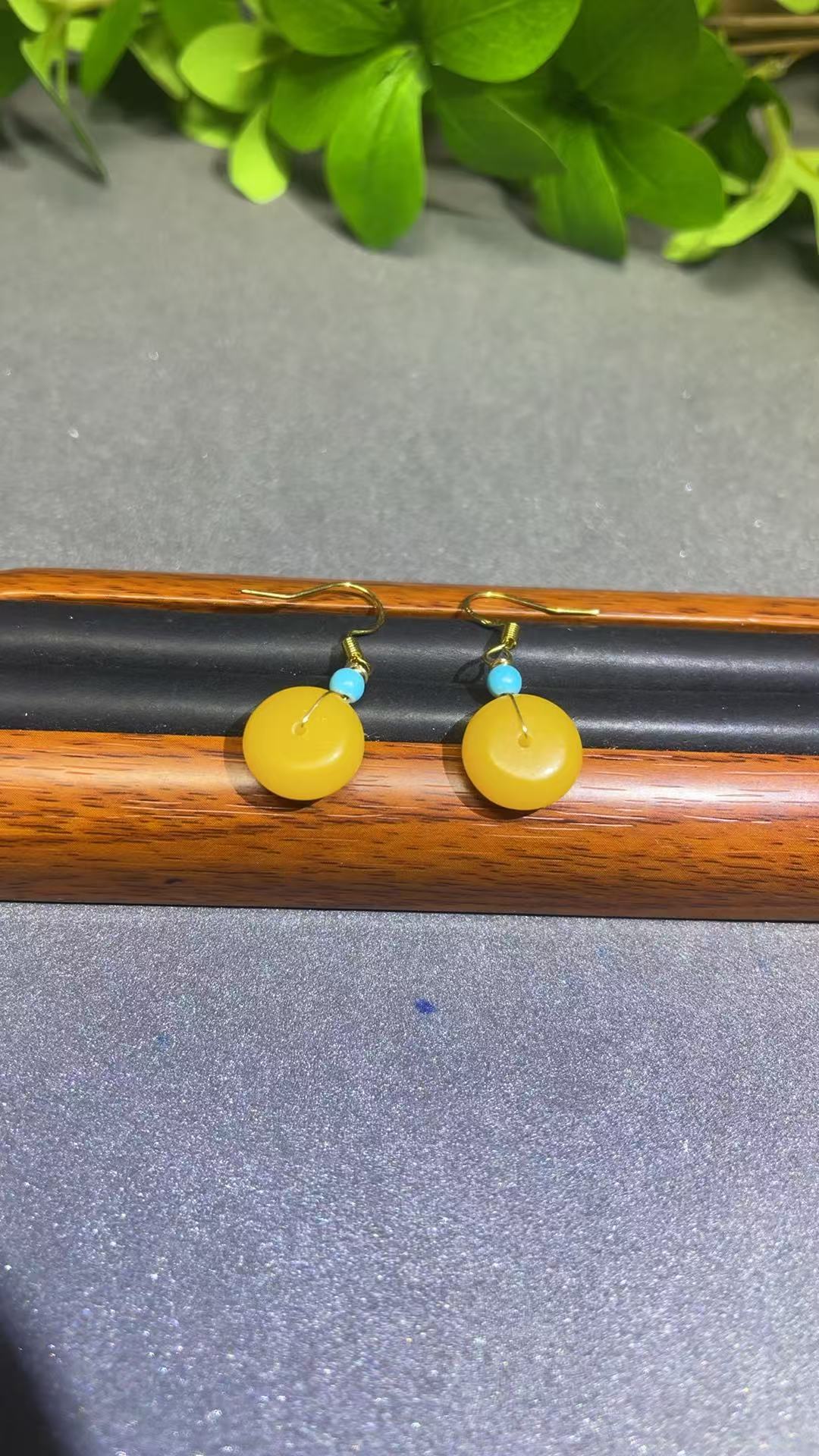 a4152黄色平安扣耳钩多样发