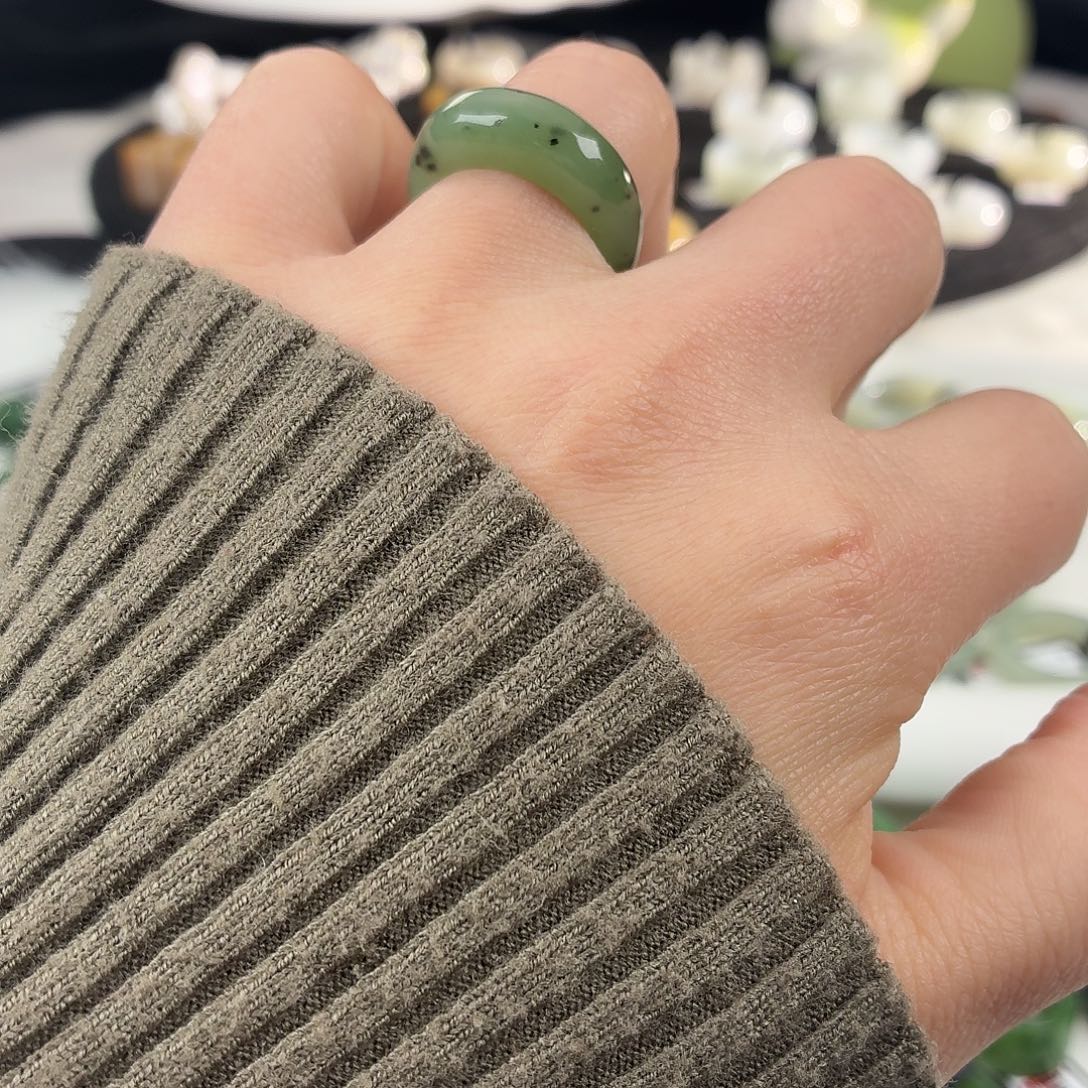 和田玉未镶嵌戒指S108猕猴桃馒头16.8