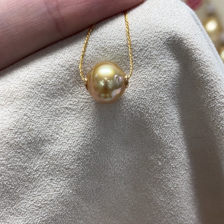 颈饰海水珍珠银S925镶嵌金珠 10-11mm 181号