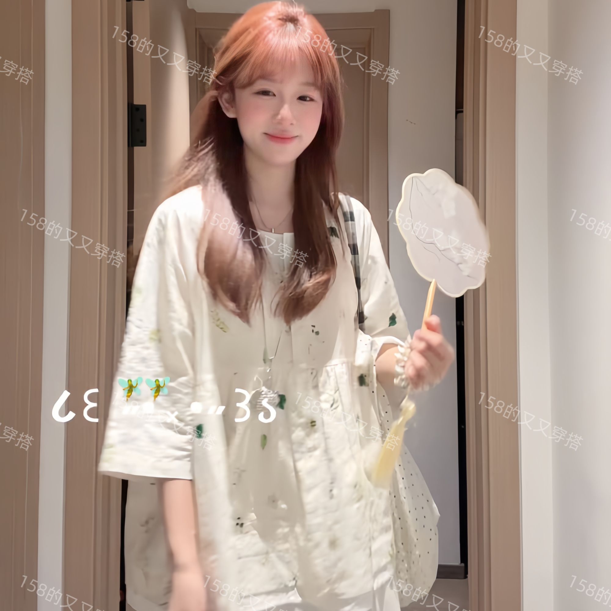 2025夏季新款植物花卉印花肌理感休闲宽松上衣