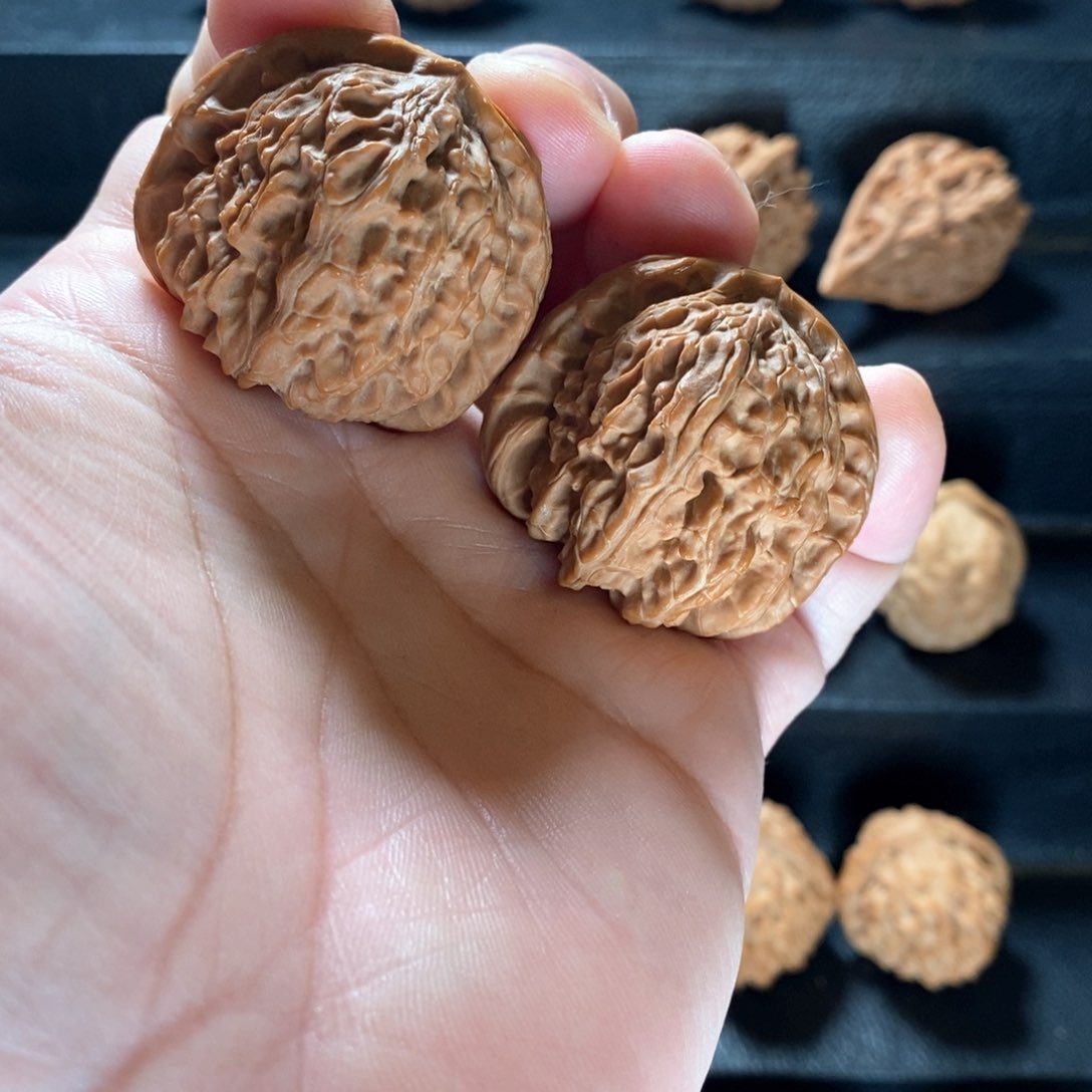 桃核把件原生态山地白狮子40微修