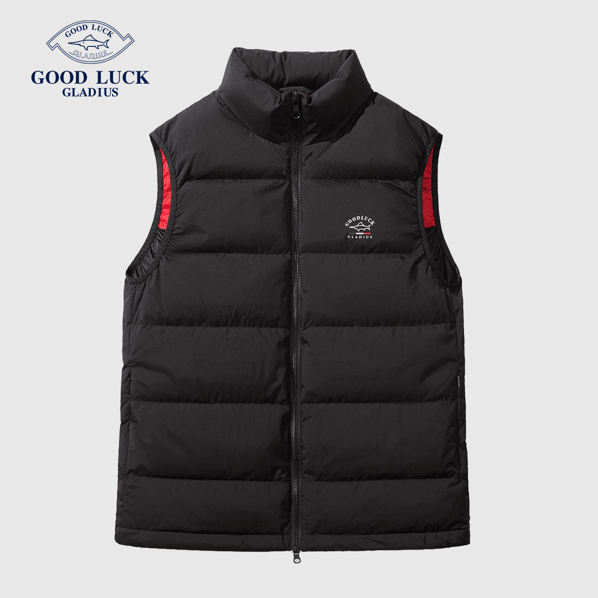 德鲨鲨鱼羽绒马甲秋冬新款85鸭绒户外休闲立领保暖上衣-Y2T46920