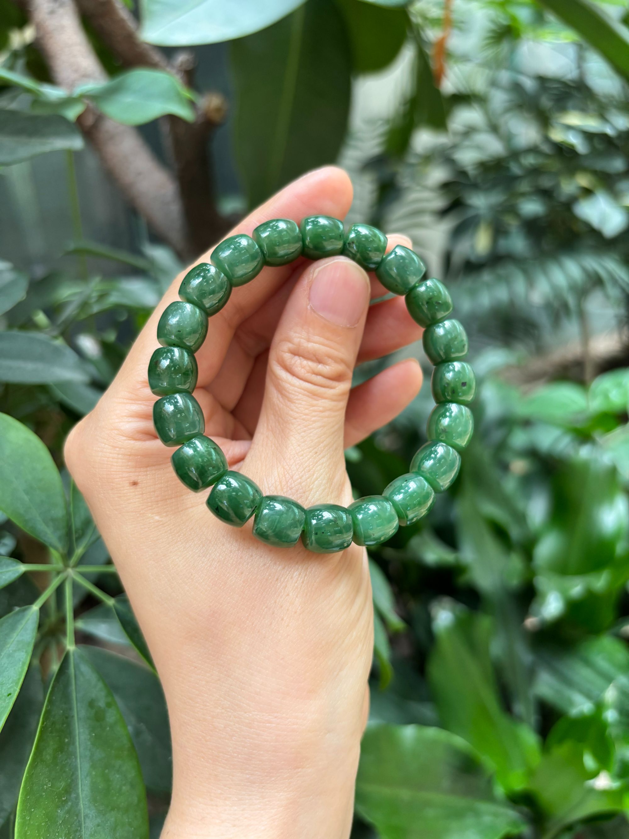 和田玉碧玉直切手串9*10mm S13032