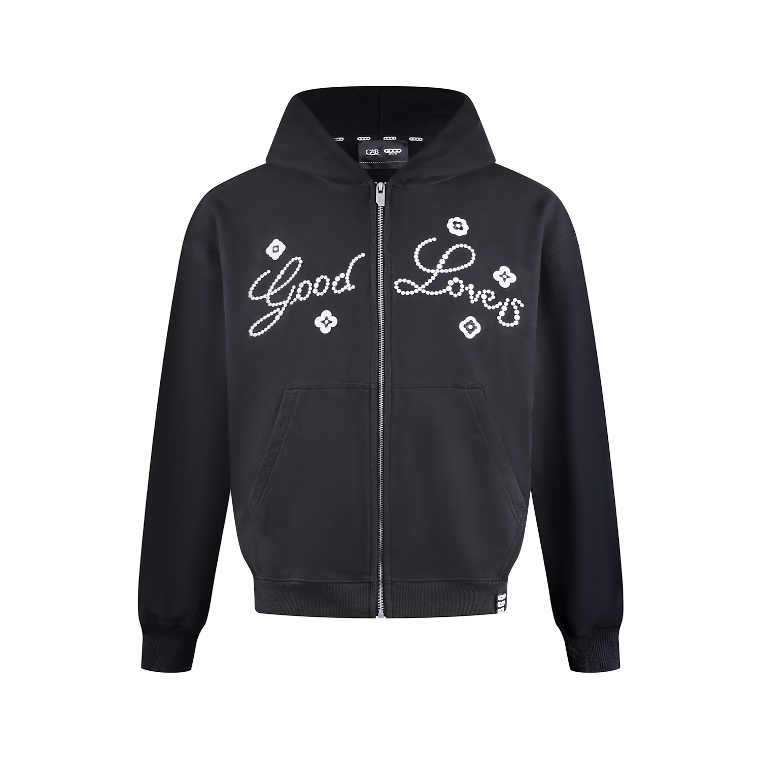 GB-GOODBRAND 2025FW GOOD LOVES小花标语时尚拉链卫衣 男女同款
