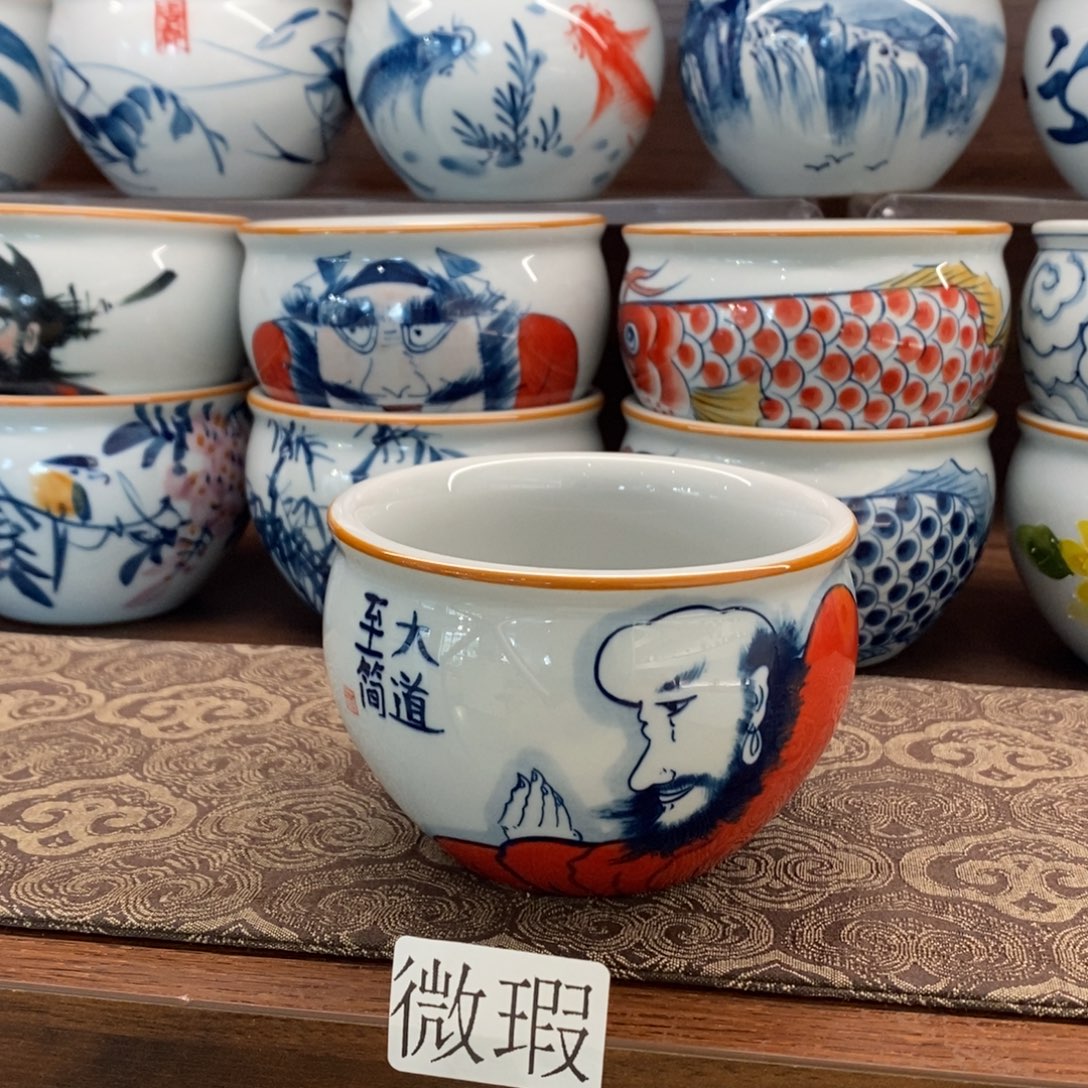 釉下彩老陶泥手工绘制