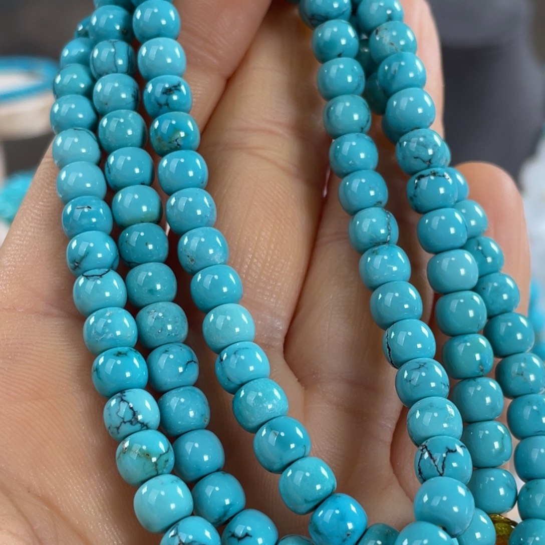 绿松石未镶嵌套链高蓝玉化108