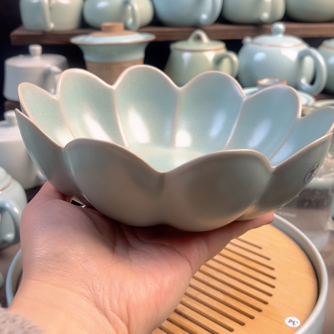 陶摆件瓷仿古釉莲花洗