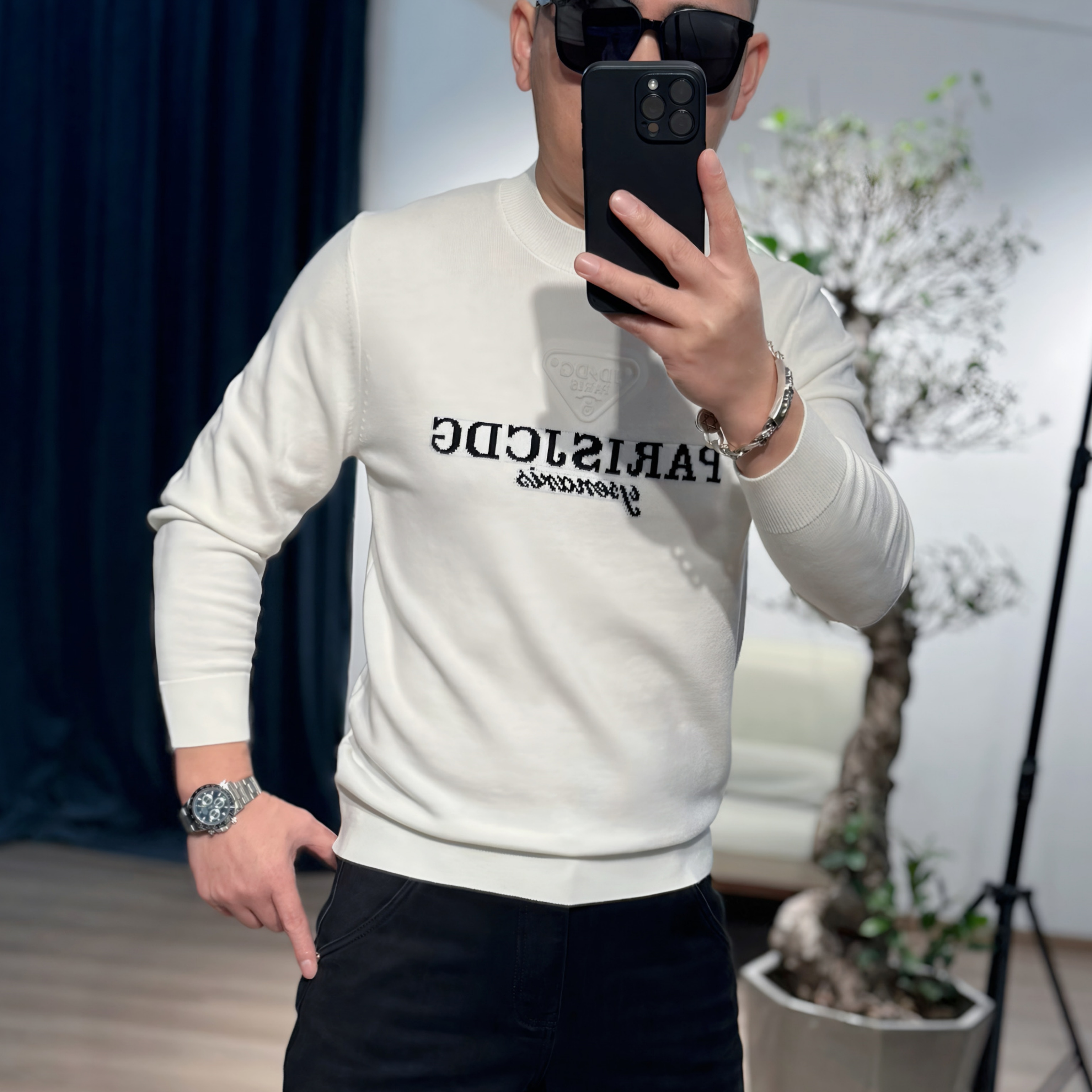 【VG轻奢】25冬季新款男士重工凹凸浮雕时尚百搭羊毛衫32501