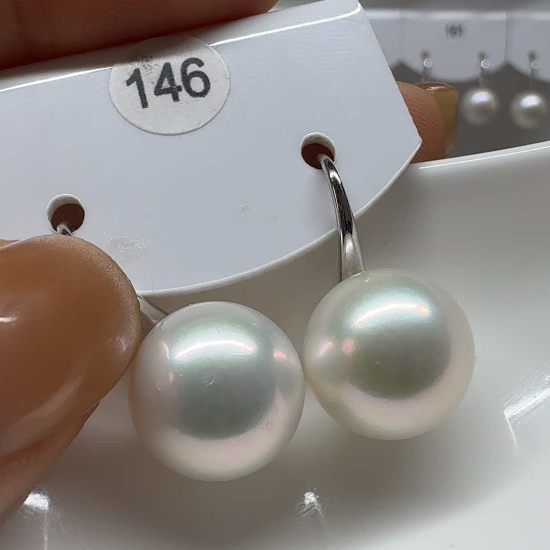 @***光淡水珍珠耳饰银S925镶嵌珍珠