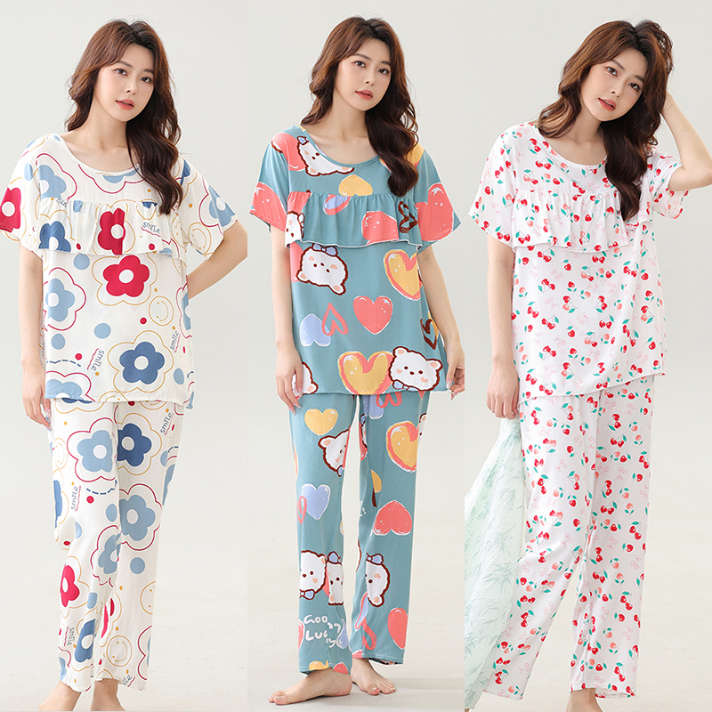 夏季短袖套装妈妈装时尚两件套棉绸大码女装防凸点套装2025