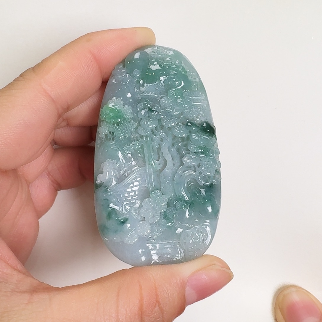 翡翠颈饰未镶嵌꧁****꧂山水牌