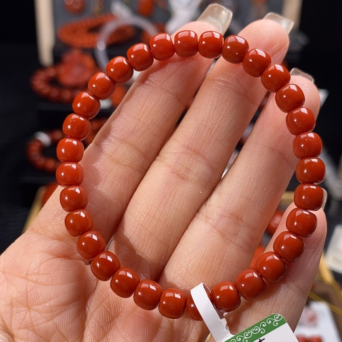 ঞ***࿐南红玛瑙未镶嵌四川凉山手串6mm