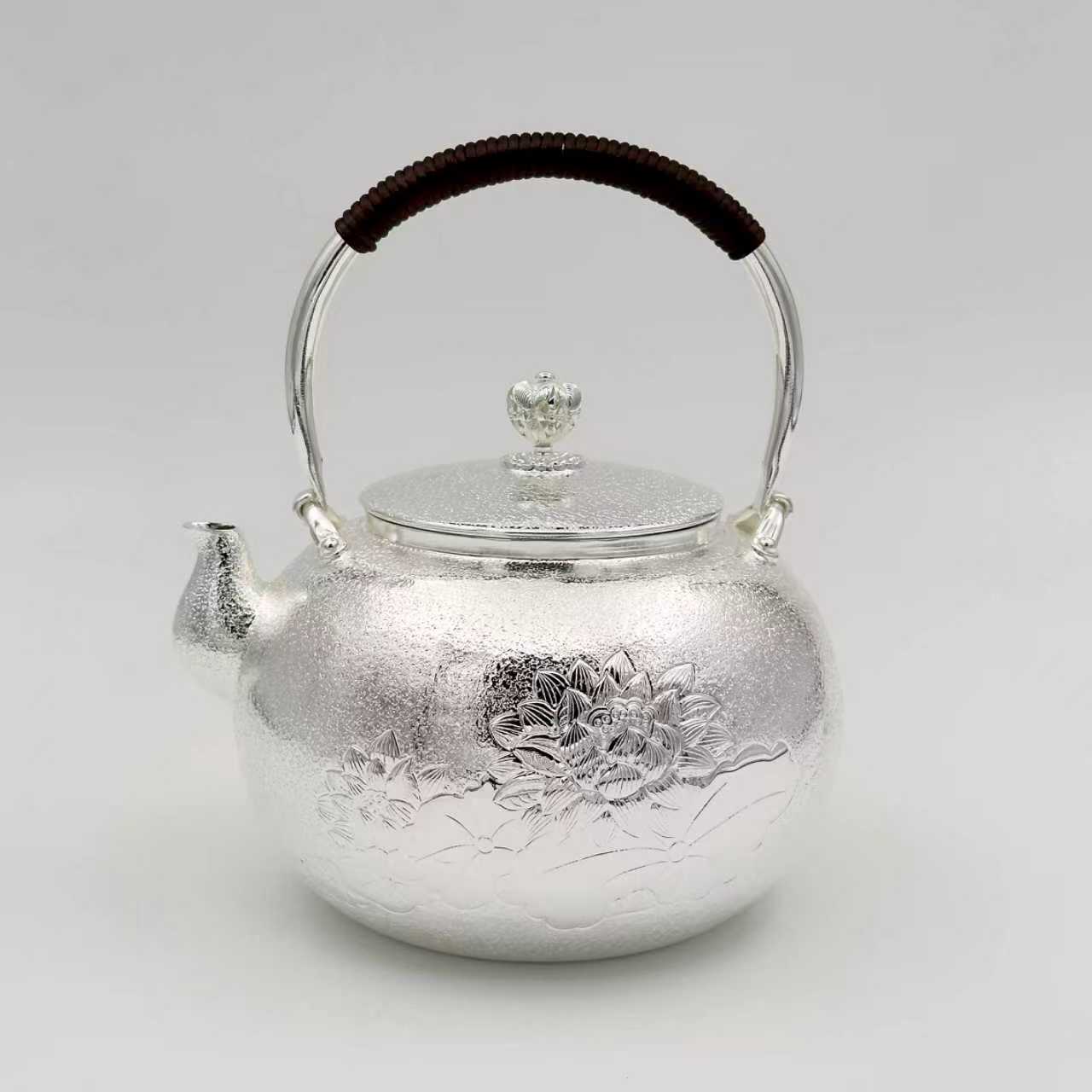 新品手工荷花大提梁壶烧水壶圆型莲花顶