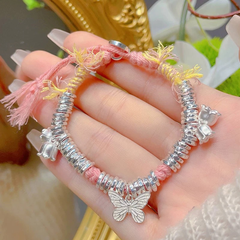 足银手链 静【6号】银手链999女甜美民族风珠宝时尚饰品百搭气质