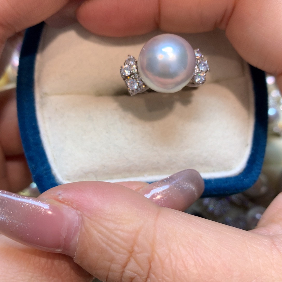 海水珍珠戒指银S925镶嵌