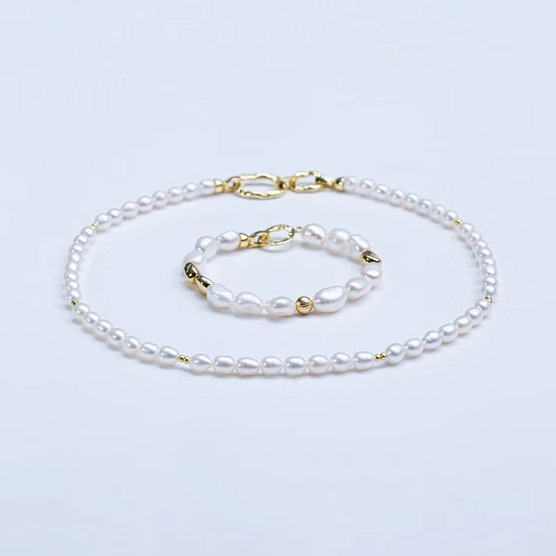 珈白丽【昕昕补贴】淡水无核珍珠时尚套链+手链6-7/9-10mm百搭时尚