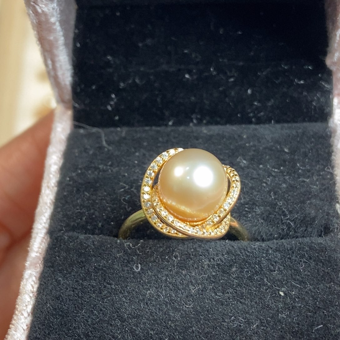 海水珍珠戒圈银S925镶嵌