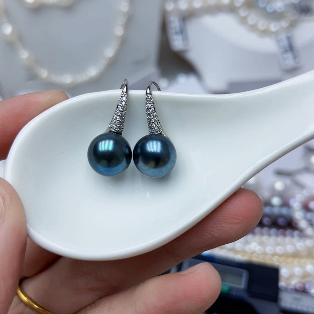 淡水珍珠耳饰银S925镶嵌