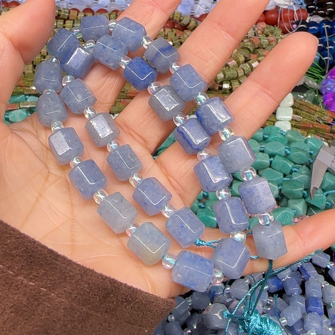 玛瑙/玉髓合金珠宝半成品蓝点石8mm一条