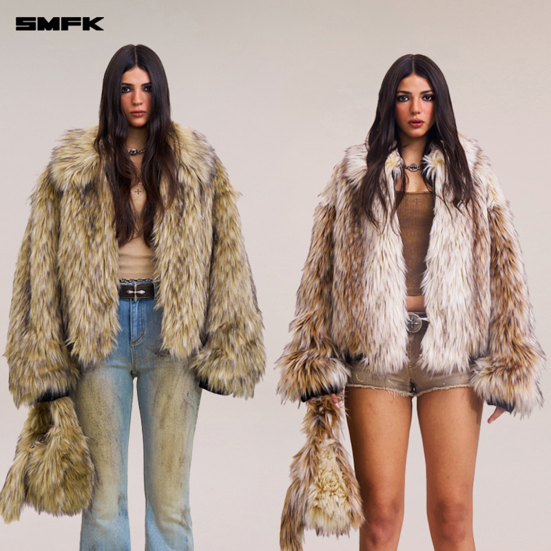 SMFK十字雕像荒原竞技夹克 CF001GWB 冬季时尚毛毛宽松外套