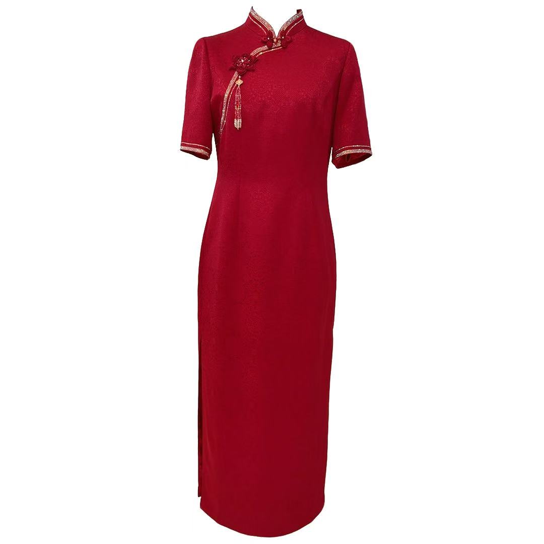 依诺 26208 醋酸提花旗袍