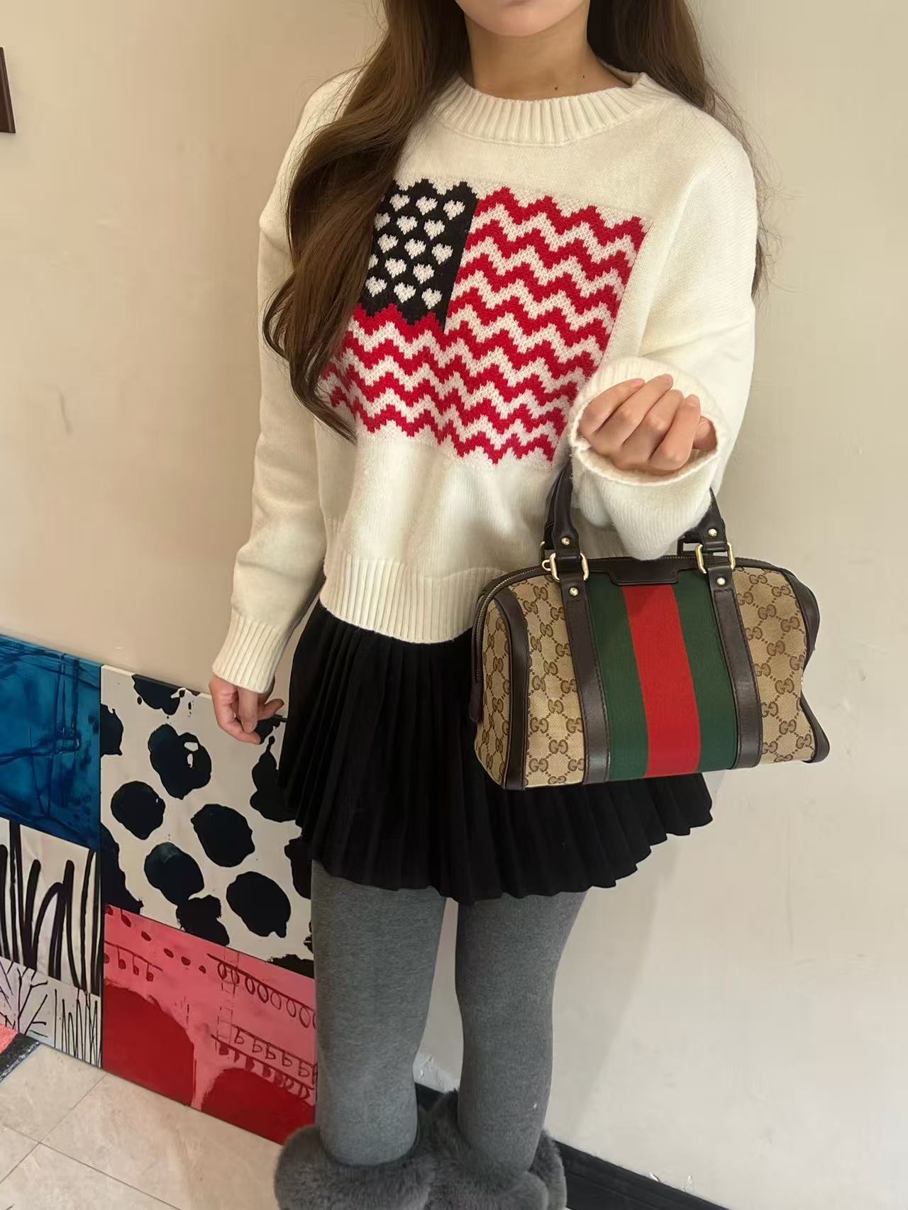 95新 GUCCI/古驰 老花拼皮波士顿25