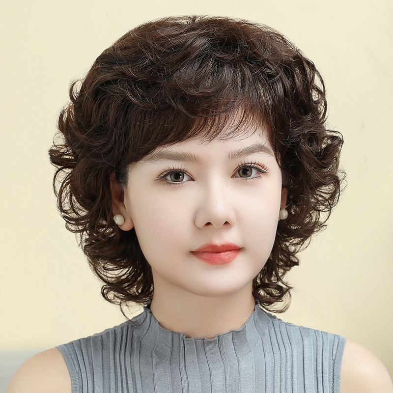 佰美丝 假发全头套女长发真发全真人发中老年卷发羊毛卷妈妈款