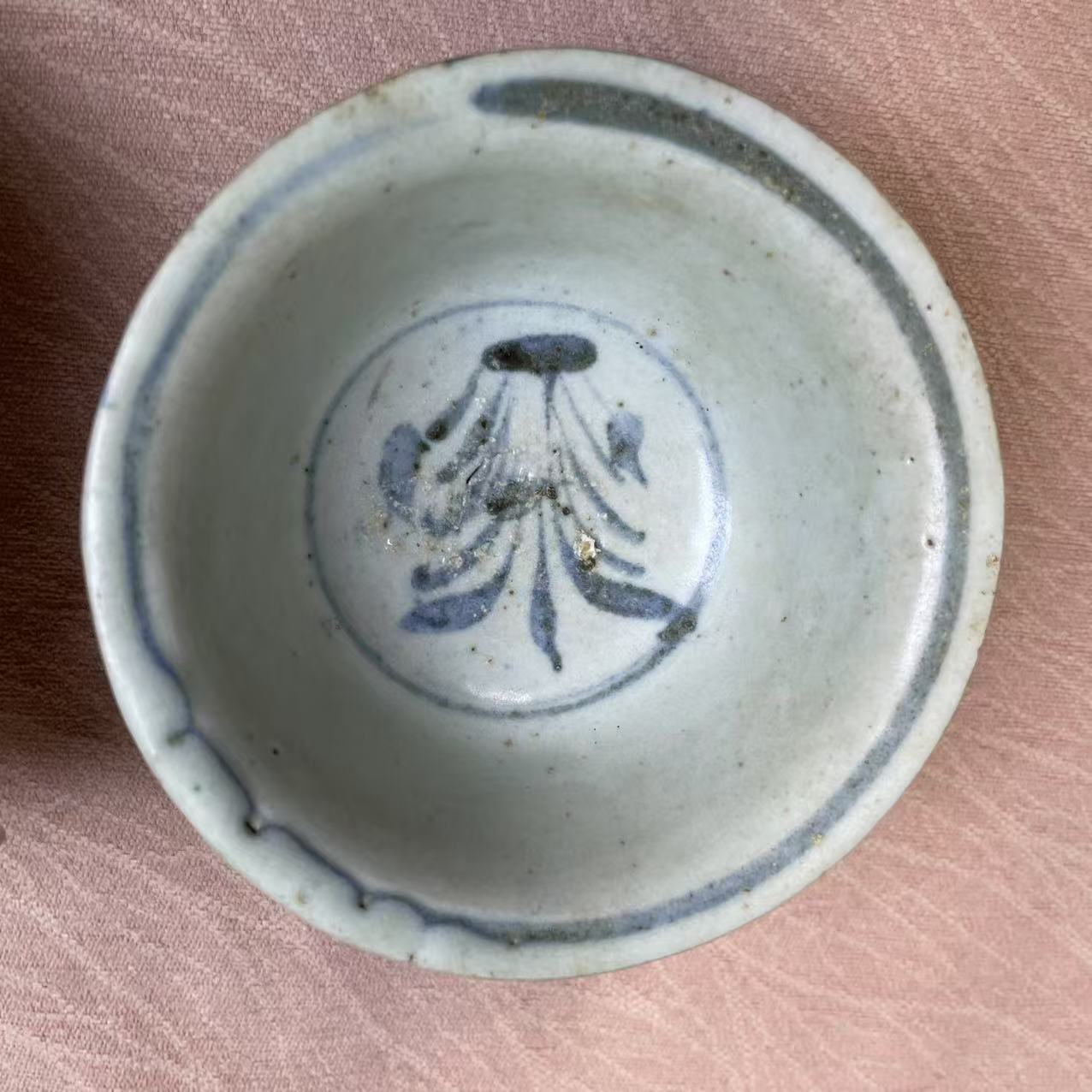 【粗大明青花茶园】主人杯手绘大碗米饭碗柴窑釉下彩釉里红瓷厂缠枝