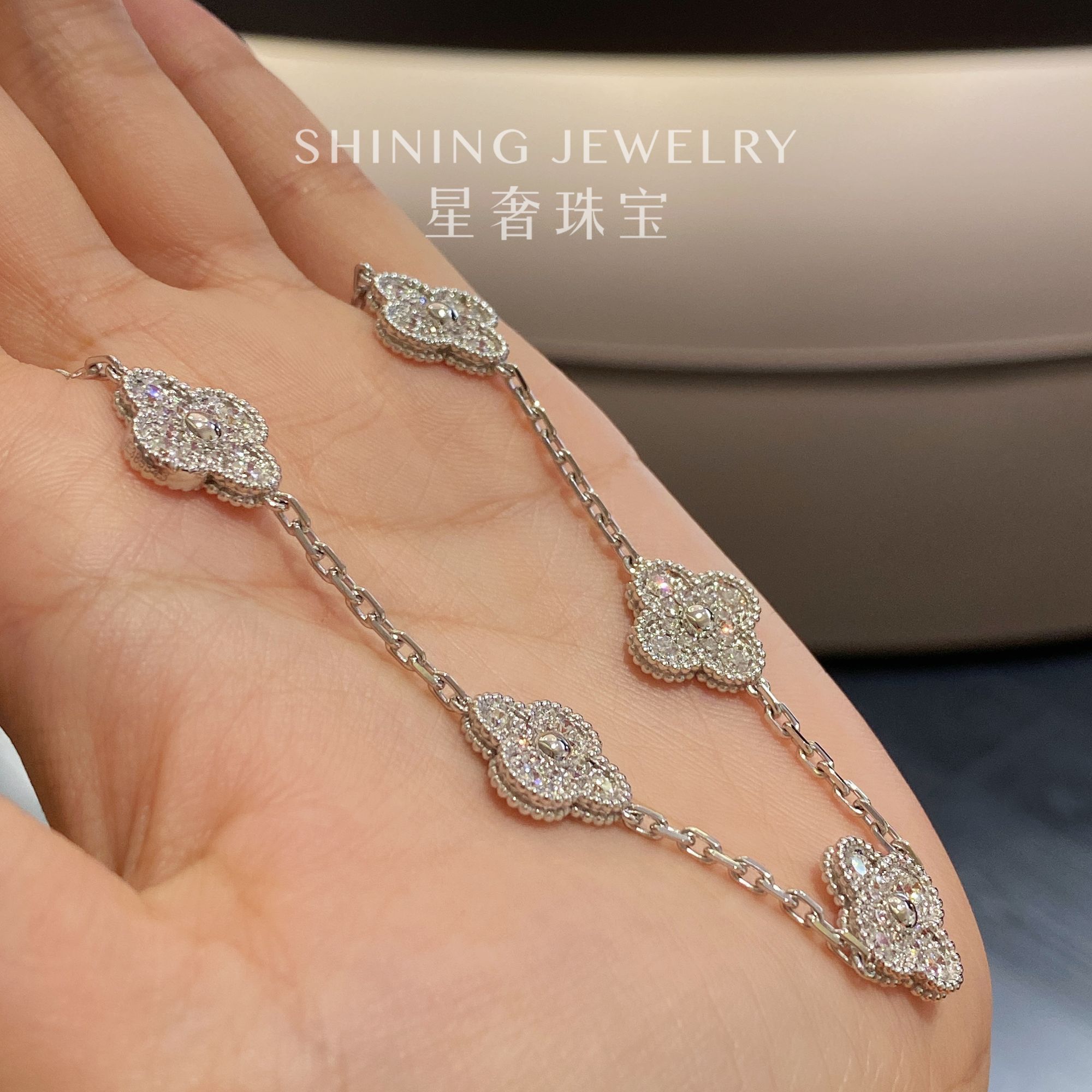 【星奢珠宝】18k金满钻五花钻石手链天然真钻（少量库存）