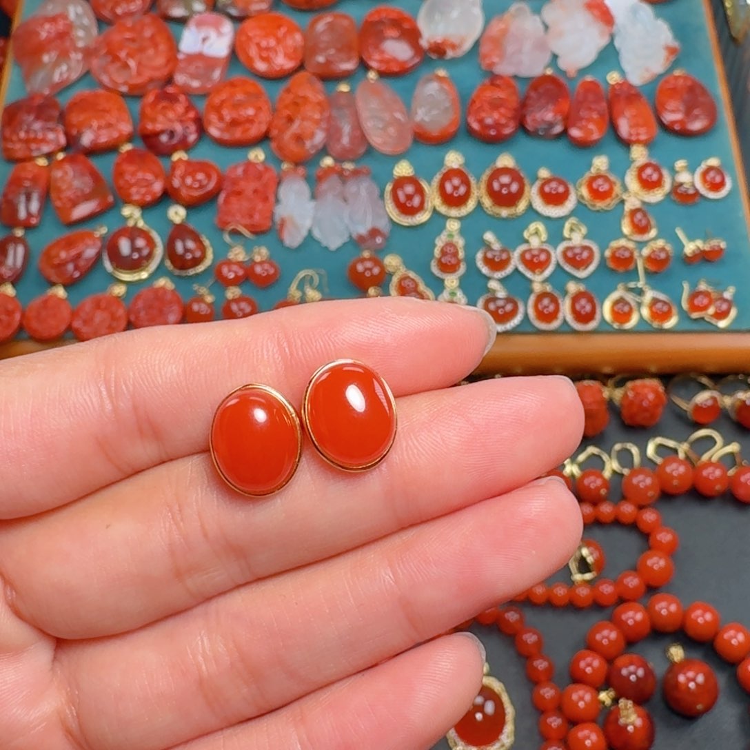 南红玛瑙南红保山柿子红银S925镶嵌