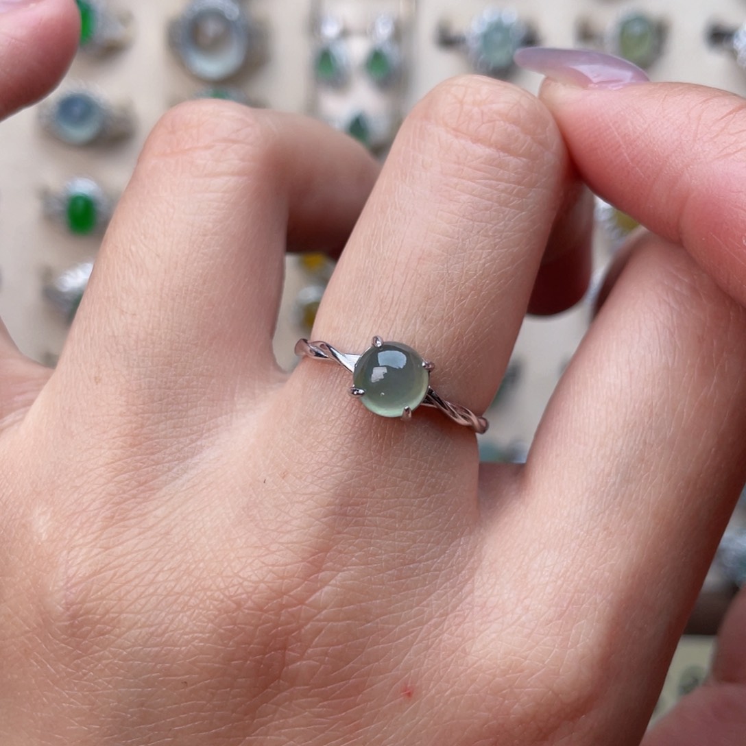 翡翠银S925镶嵌戒指戒指