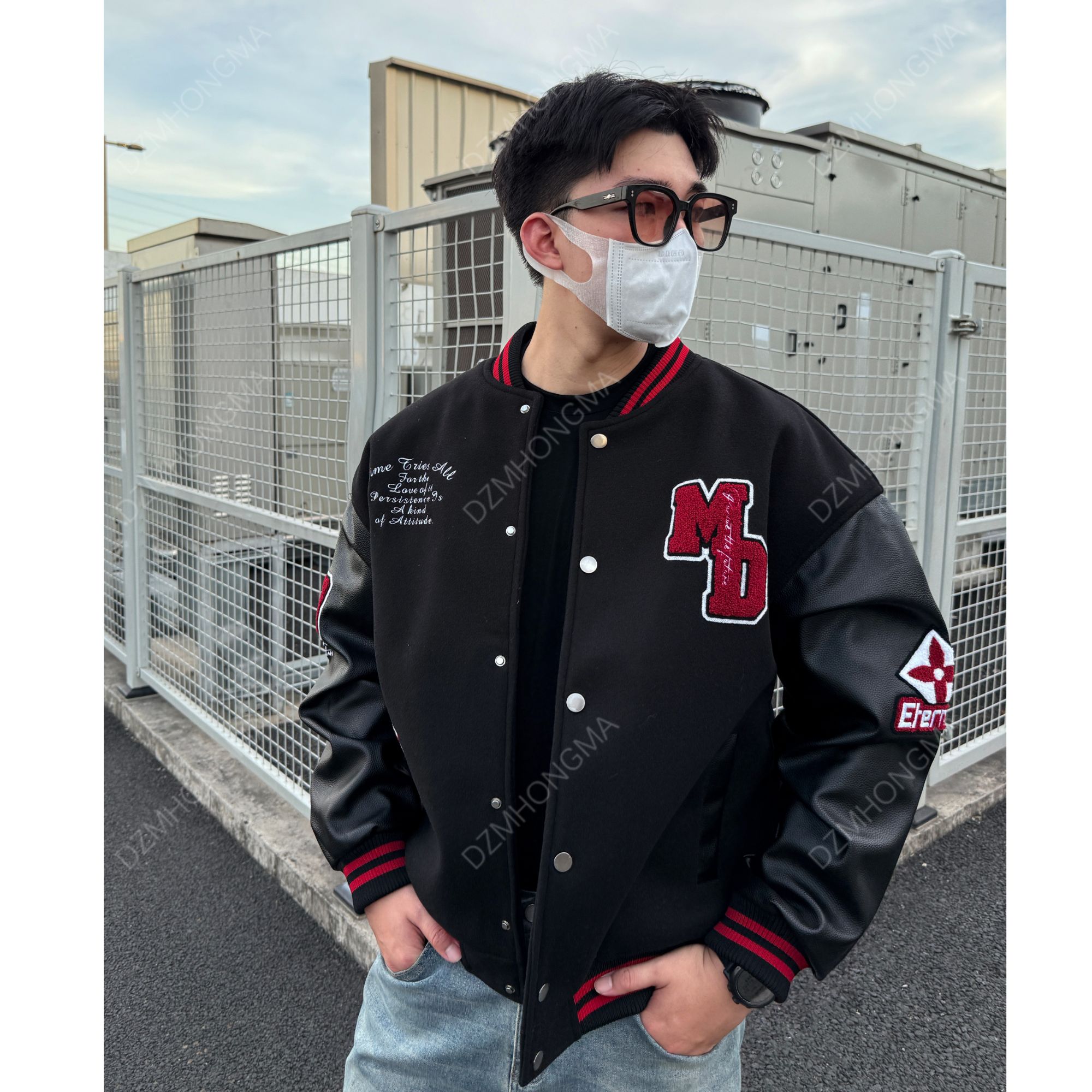 DAZHONGMA 长袖美式刺绣棒球服外套飞行夹克秋季棒球服复古外套